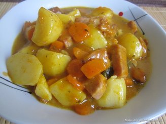 Рагу с тыквой, картофелем и копчёной грудинкой