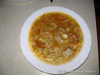 Густой суп "Прованс" с картофелем, перловкой и помидорами