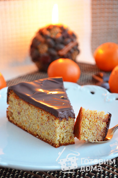 Мандариново-миндальный пирог под шоколадом фото к рецепту 5