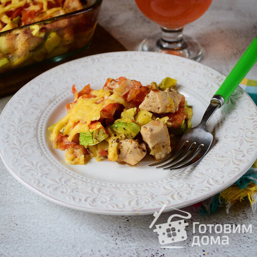 Кабачки с курицей в духовке