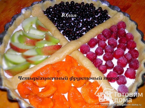 Четырёхцветный фруктовый пирог фото к рецепту 6