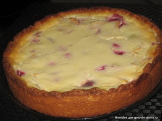 Творожный пирог с персиками