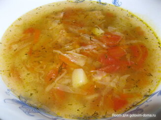 Щи из свежей капусты с курицей