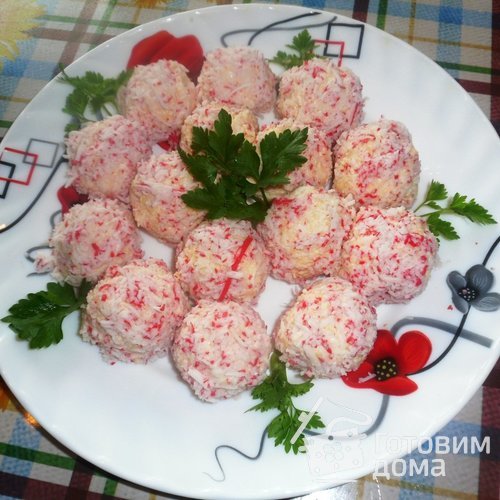 Крабовые шарики с яйцом и сыром