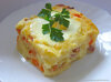 Картофельная запеканка с беконом и "яичницей"