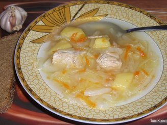 Щи из свежей капусты с курицей