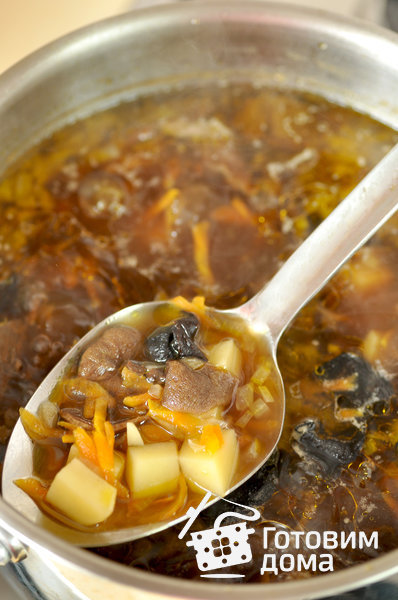 Суп с сушеными грибами и капустой фото к рецепту 6