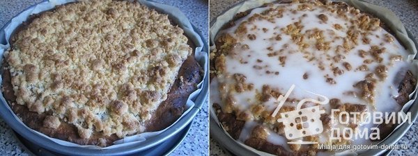 Творожно-маковый пирог со сладкой крошкой и глазурью фото к рецепту 4