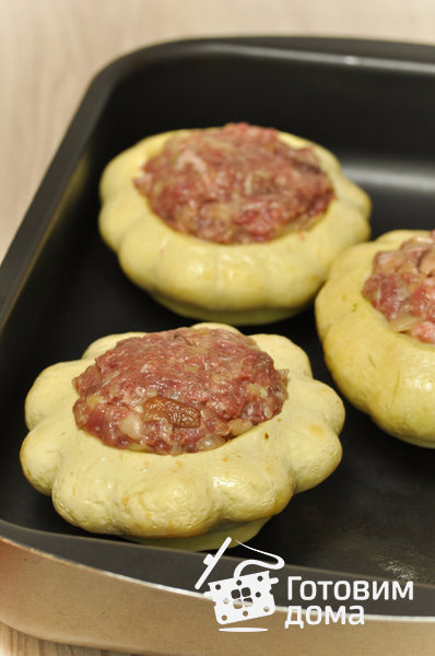 Патиссоны фаршированные грибами Еда, Кулинария, Фаршированные грибы