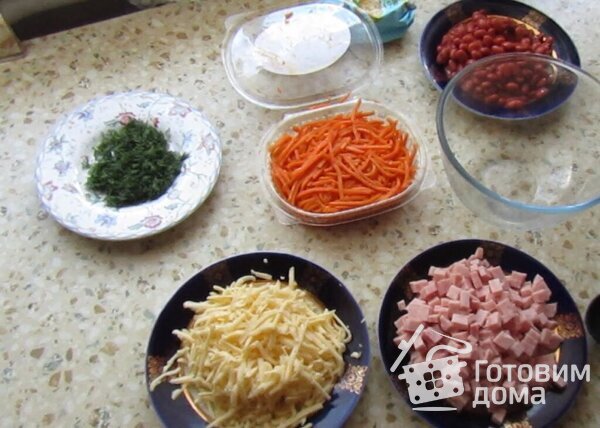 Салат с ветчиной, фасолью и морковью по-корейски фото к рецепту 1