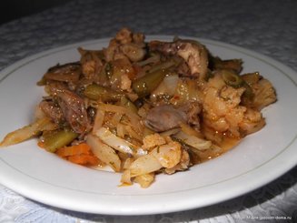 Сердечки, тушенные с капустой