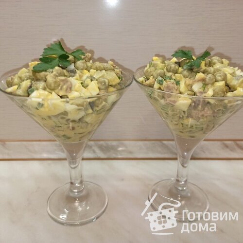 Салат из печени трески