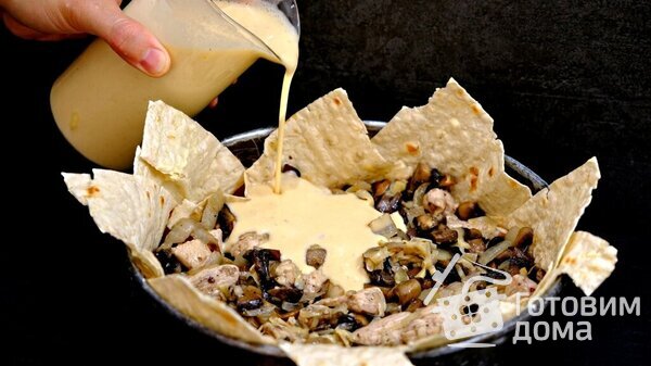 Пирог из лаваша с курицей и грибами фото к рецепту 5