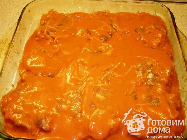 Запеченные  гнезда из макарон фото к рецепту 2