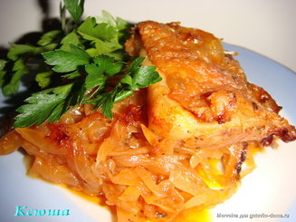 Капуста, запечённая в духовке с курочкой
