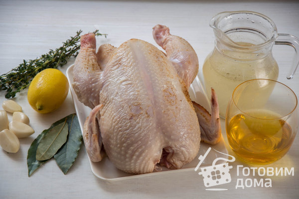 Курица в духовке с белым вином, лимоном и чесноком фото к рецепту 1