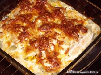 Филе индейки (курицы), запеченное в молоке с сыром