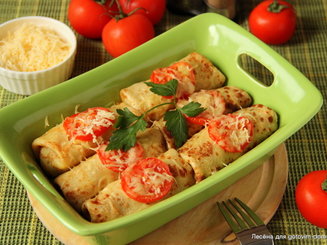 Блинчики с мясной начинкой "а-ля болоньезе"
