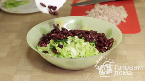 Рецепт овощного салата с курицей и фасолью фото к рецепту 1
