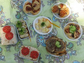 Гренки с мясом