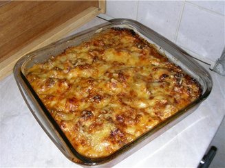 Куриная запеканка с шампиньонами и перцем