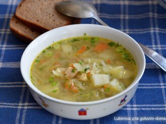 Щи из свежей капусты с курицей