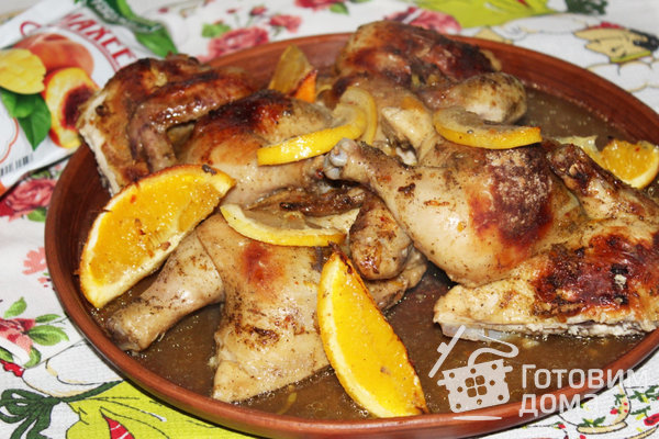 Экзотические цыплята с апельсином, лимоном и джемом персик-манго фото к рецепту 9