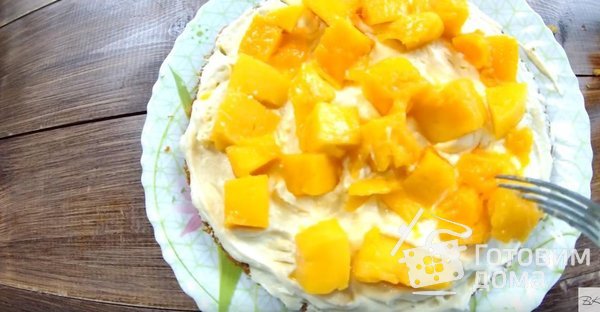 Торт манго-манго с кремом пломбир фото к рецепту 3