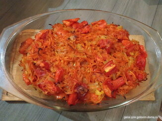 Зубатка, запеченная с овощами
