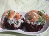 Свекольно-креветочные башенки