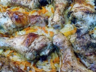 Окорочка с рисом в духовке