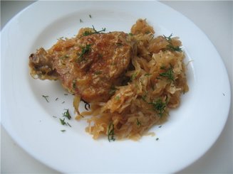 Капуста, запечённая в духовке с курочкой