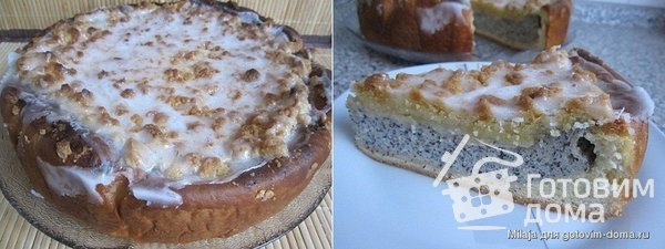 Творожно-маковый пирог со сладкой крошкой и глазурью фото к рецепту 1