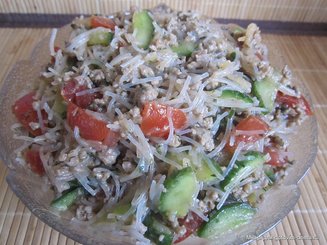 Стеклянная лапша с фаршем и овощами
