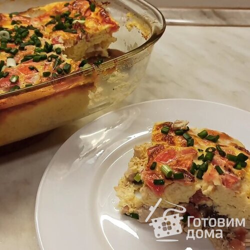 Куриное филе под омлетом в духовке