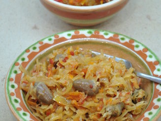 Сердечки, тушенные с капустой
