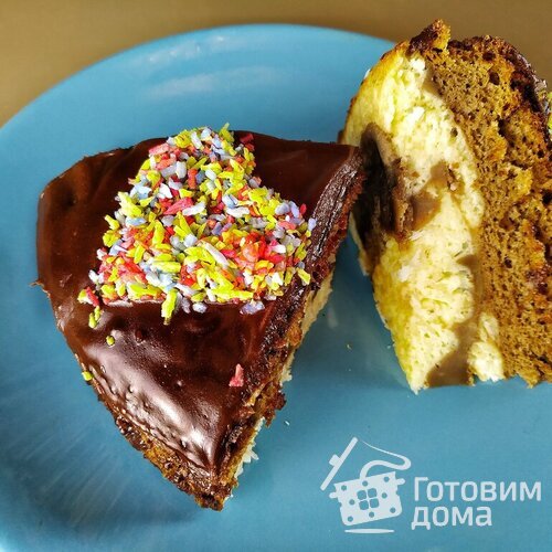 Кокосовый торт с шоколадом и творогом