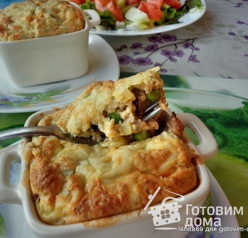 Жюльен-суфле с языком и кабачком