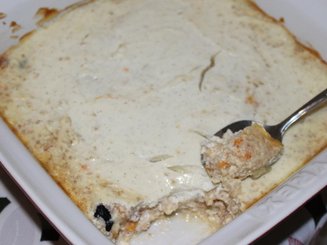 Ячневая каша, запеченная с творогом