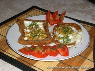 Горячие бутерброды  (яичница в хлебе)