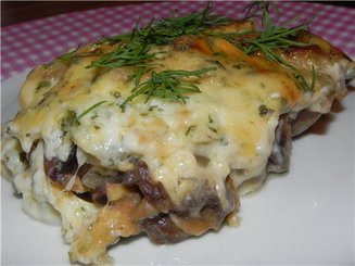 Запеченная свинина с грибами