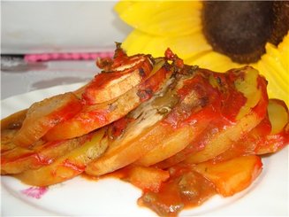 Картофельная запеканка с баклажанами