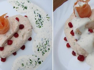 Пена из копченого лосося с соусом из лайма
