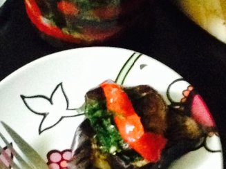 Закуска из запечённых баклажанов и перца