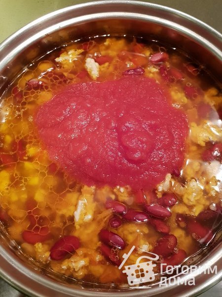 Рагу из красной фасоли с куриным фаршем  и овощами фото к рецепту 8