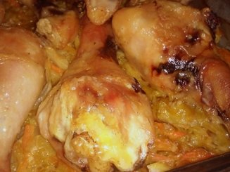 Капуста, запечённая в духовке с курочкой