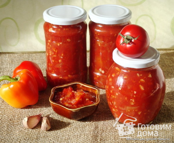 Томатный соус с перцем и чесноком (вариант лечо) фото к рецепту 1
