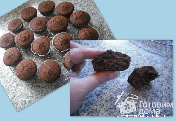 Шоколадные капкейки украшенные шоколадным фростингом фото к рецепту 6