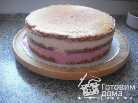 Двухцветный творожно-сливочный торт фото к рецепту 27