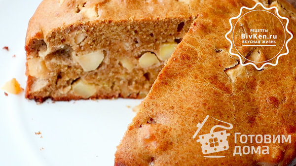 Ленивая шарлотка с яблоками фото к рецепту 4